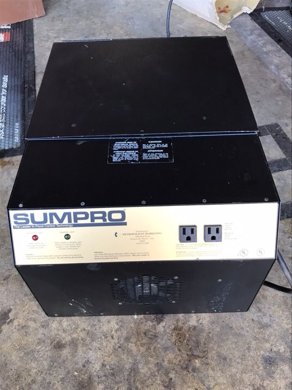 Sumpro model 75 backup 120v sump pump system. Inverter generator for