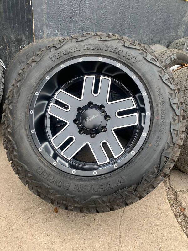 Brand New 20x12 Black Raceline Rims & M/T Tires 8 Lug Wheels Ram ...