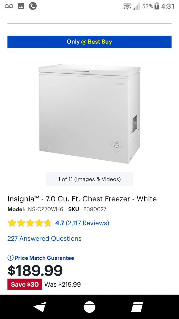 7 cubic deep freezer