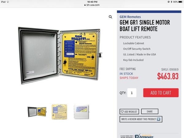 Gem Remote Box Compatible 2007 Onward 7240 GEM Boat Lift Wireless ...