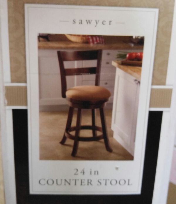 Nib Sawyer 24 Inch Swivel Wood Bar Counter Stool In Brown Cherry For 55sold