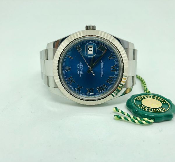 rolex datejust blue face 41mm