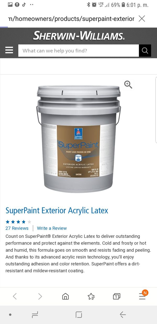Sherwin williams exterior paint for Sale in Jacksonville