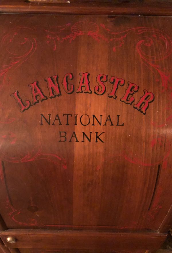 Rare Bankers Curved Top Desk Lancaster National Bank 1950s Pine for