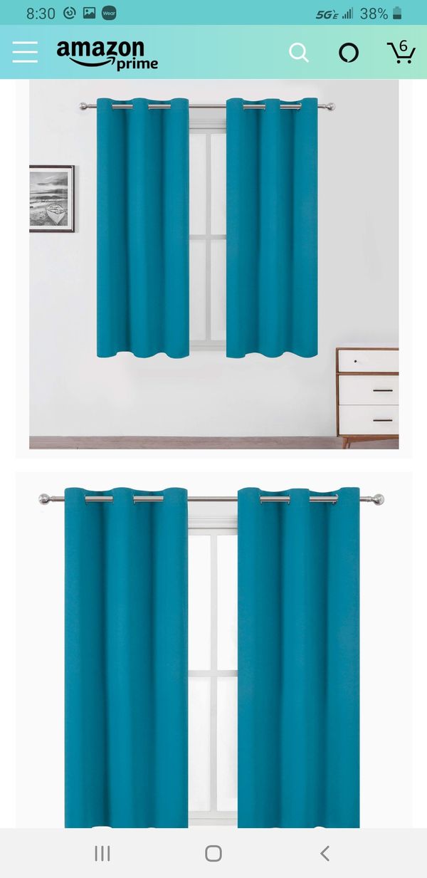 LEMOMO Teal/Turquoise Blackout Curtains/42 x 63 Inch Length Kids