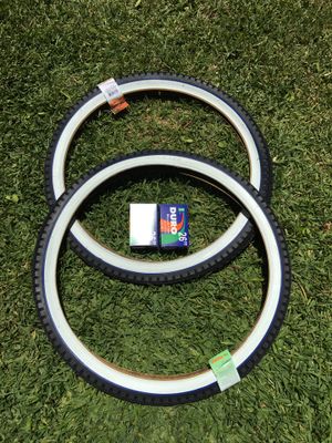 NEW Duro 26x2.125 Beach Cruiser Bike Bicycle Tires Whitewall w/ Blue Line DIAMOND for Sale in West Covina, CA