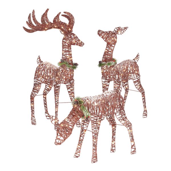 Brand New Sealed Christmas Light-up Outdoor 3-Piece Reindeer Christmas