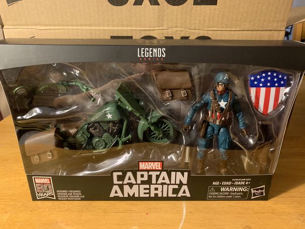 marvel legends 80 years deluxe captain america with motorcycle figure set