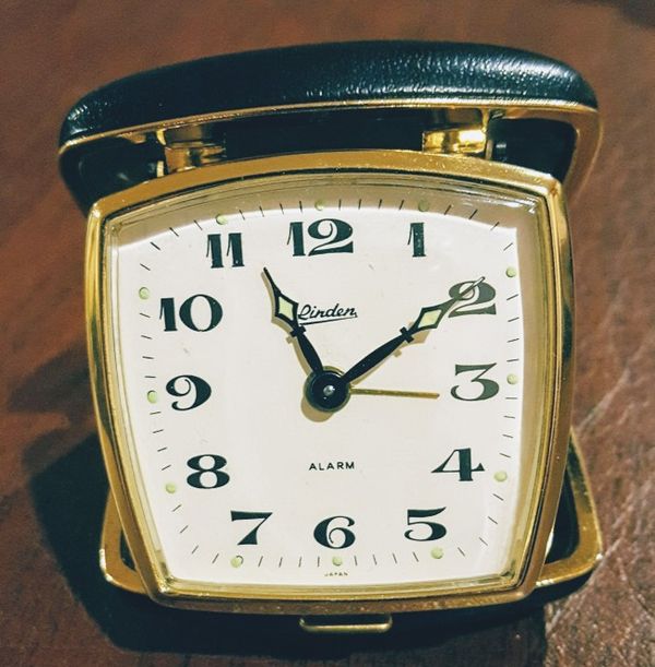 Linden Travel Alarm Clock Wind Up with collapsible case Japan Vintage