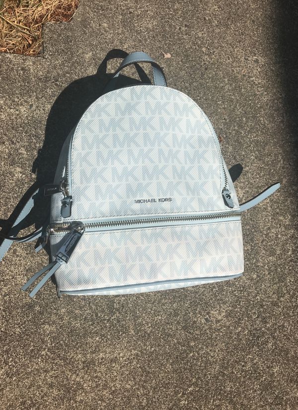 New white and baby blue Michael Kors backpack for Sale in Kent, WA ...