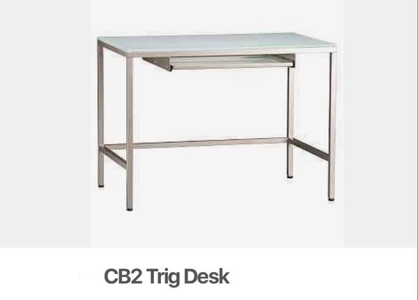 Cb2 Trig Desk With Bamboo Floor Protector For Sale In North