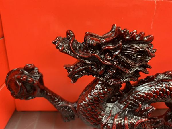 Chinese Feng Shui Red Resin Dragon Figurine Statue for Luck & Success 8 ...