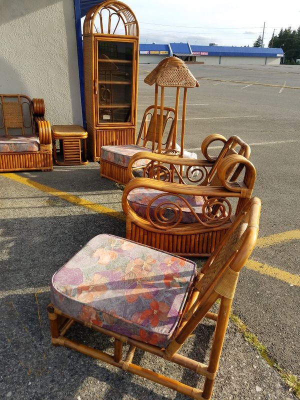 Mid century BAMBOO RATTAN furniture set. for Sale in WA OfferUp