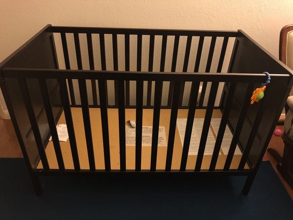 Must Go Today Ikea Sundvik Crib Black Brown Mattress For Sale