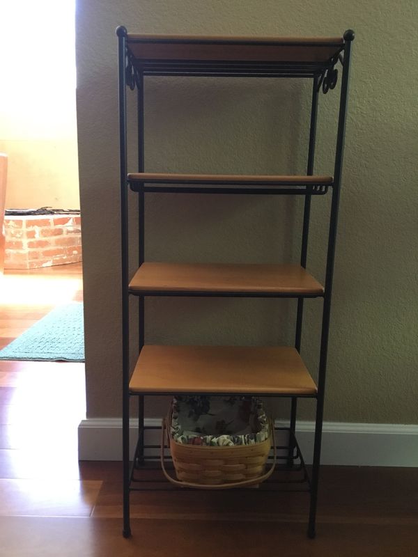 WOW!!! Longaberger 5 Tier Wrought Iron Stand AND Wood Shelves AND ...