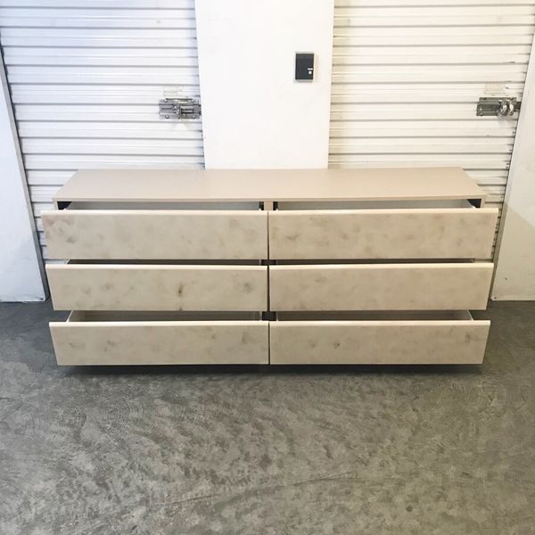 Vintage 80s 90s Faux Travertine Marble Laminate Dresser Credenza