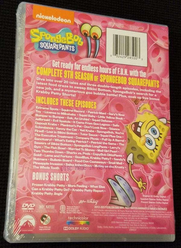 NEW! 2017 SpongeBob SquarePants THE COMPLETE NINTH SEASON 4-Disc Set ...