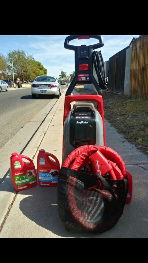 Rug Doctor Pro Carpet Cleaner with upholstery attachment and chemicals