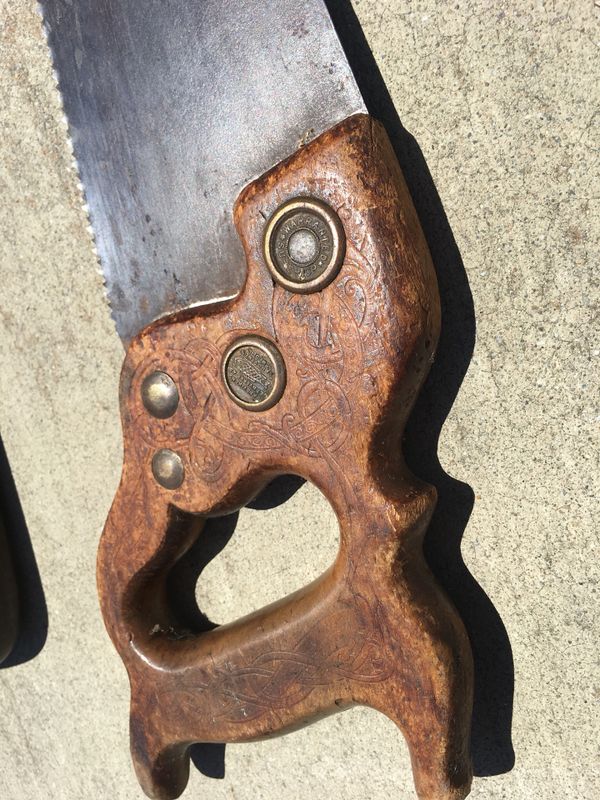 (20) Antique Vintage Disston Dragon Handle Wood Saws for Sale in Castro