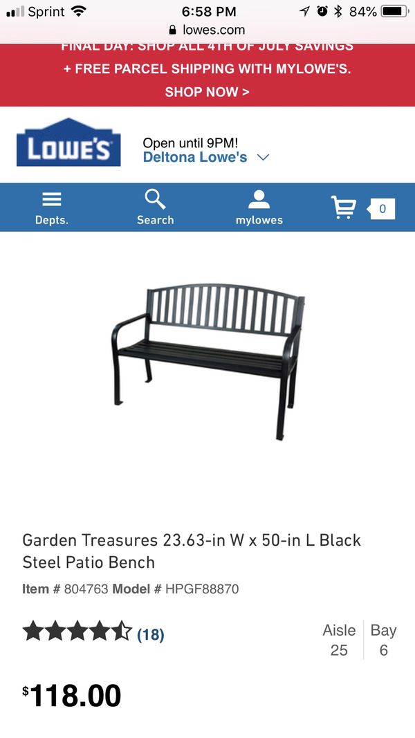Lowes Garden Treasures Steel Bench Black For Sale In Deltona Fl