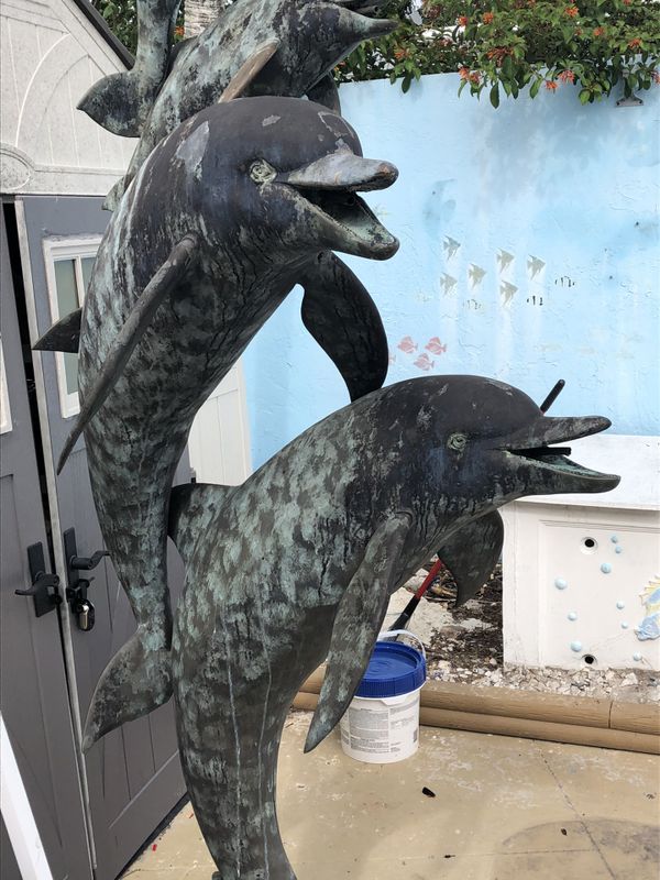 Bronze 5 Dolphins Swimming Pool Statue Fountain 9’ Tall for Sale in