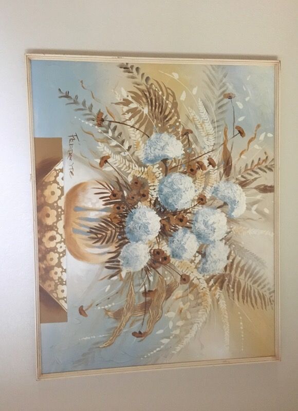 Vintage Artist FRANK FERRANTE Oil Painting Floral Flower Framed for ...