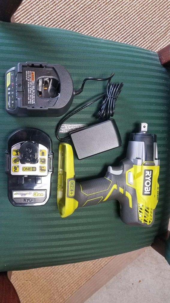 Ryobi 1/2" Impact Wrench with 3ah Lithium+ HP battery and charger all