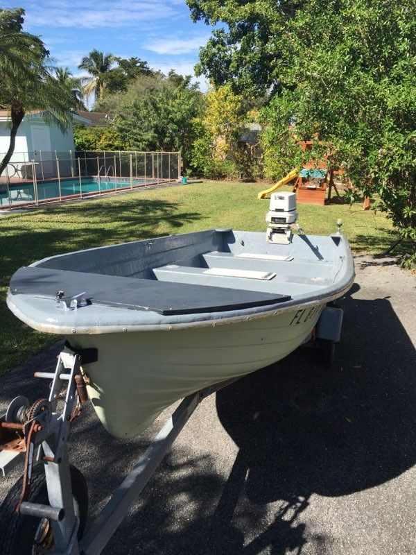 14 ft fiberglass skiff flats boat johnson 35 hp outboard