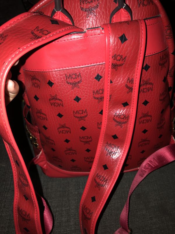 mens red mcm backpack
