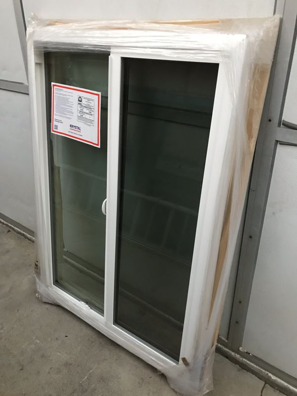 35”x48” Crystal Sliding Retrofit Window Black Vinyl Outside White ...