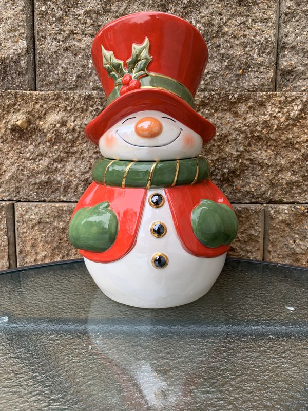 Shiny Bright Snowie Sweet Swirl Snowman Cookie Jar by Christopher Radko ...