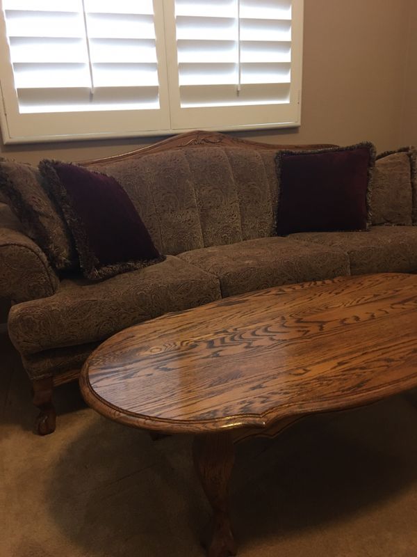 Solid oak coffee table , end table and couch. for Sale in ...