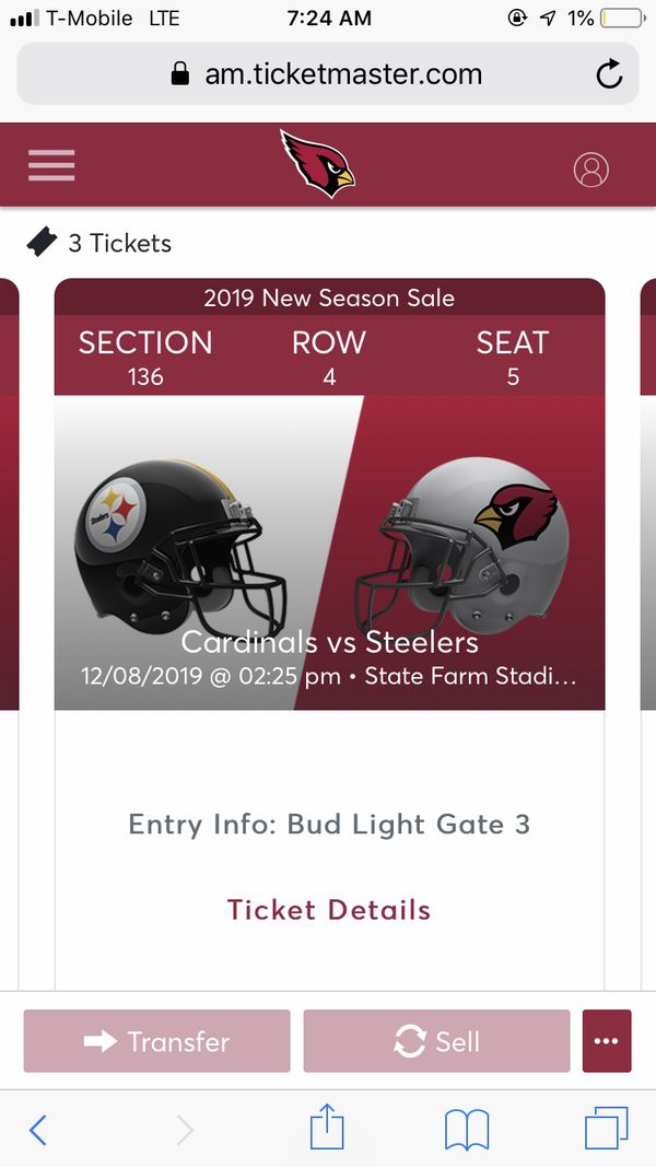 Steelers vs cardinals tickets for Sale in Peoria, AZ - OfferUp