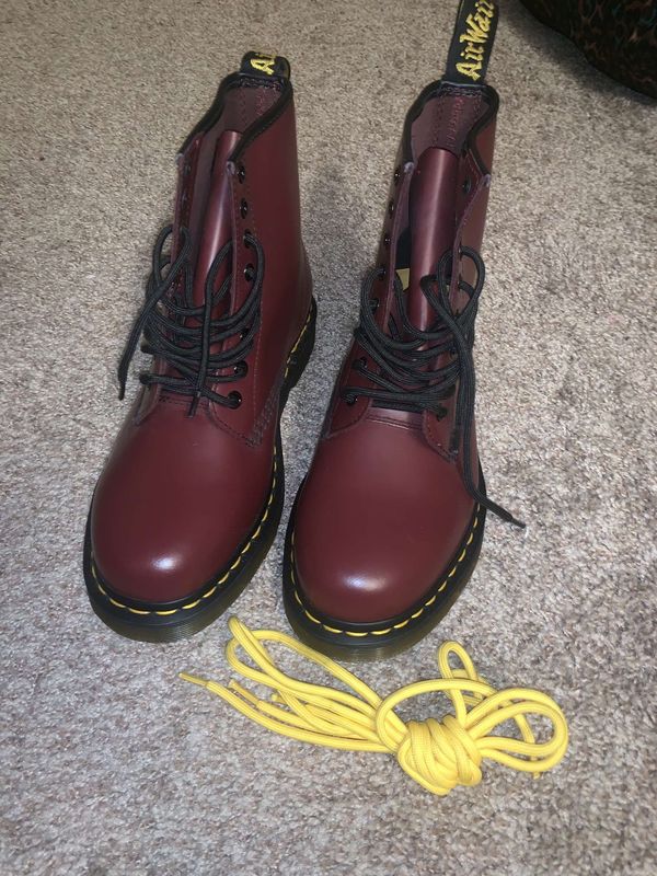maroon canvas doc martens