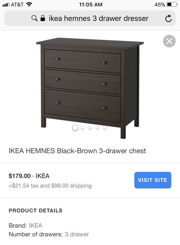 Ikea Hemnes 3 Drawer Dresser Chest Black Brown Retail 180 For