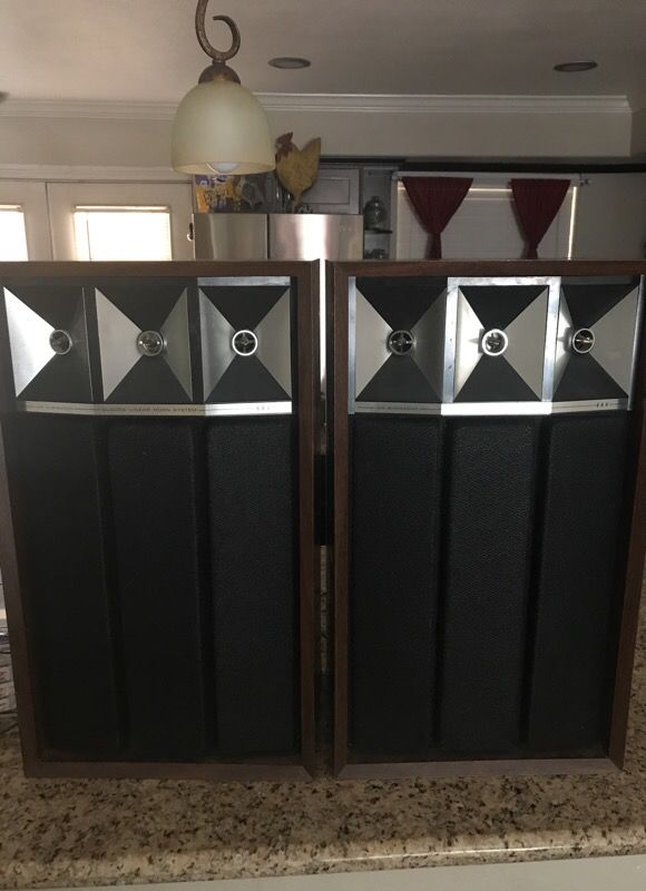 Air suspension quadra linear horn system vintage speakers mid century