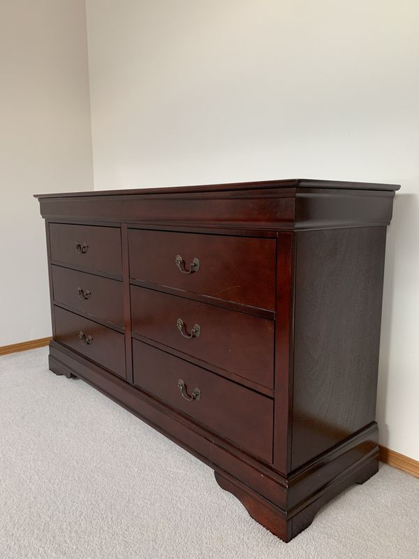 Dark Cherry Wood Ashley Furniture Six Drawer Dresser For In Dark Cherry Wood Ashley Furniture Six Drawer Dresser