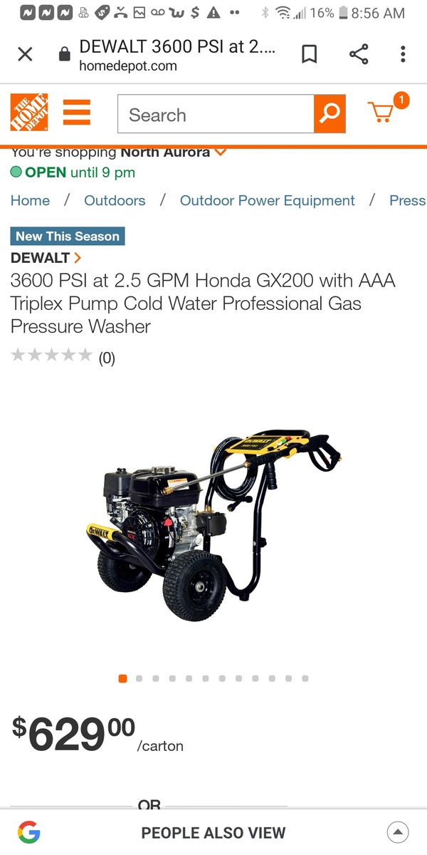 3600 psi dewalt pressure washer