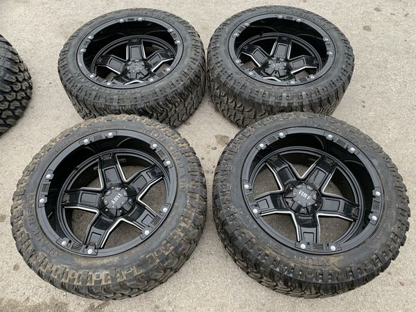 22x12 Black TUFF Rims And 35” M/T Tires 6 Lug Universal Bolt pattern ...