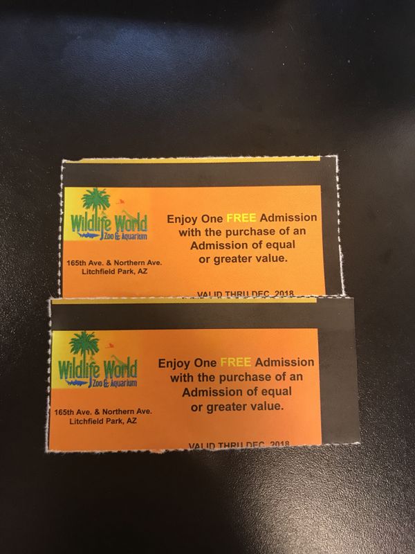 Wildlife world zoo coupon for Sale in Phoenix, AZ - OfferUp