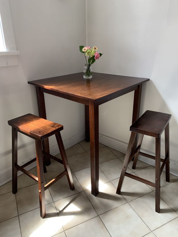 3 Piece Parkland Set High Table with Saddle Seat Bar ...