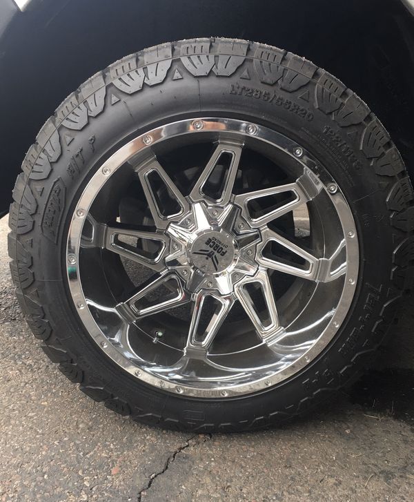20x12 (SET OF 4 W/TIRES) Brand New Force Offroad Rims With AMP Terrain