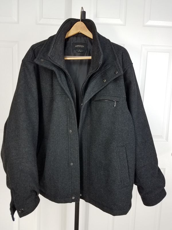 Aberdeen Collection Classic Charcoal Black Wool Blend Bomber Jacket 2X ...