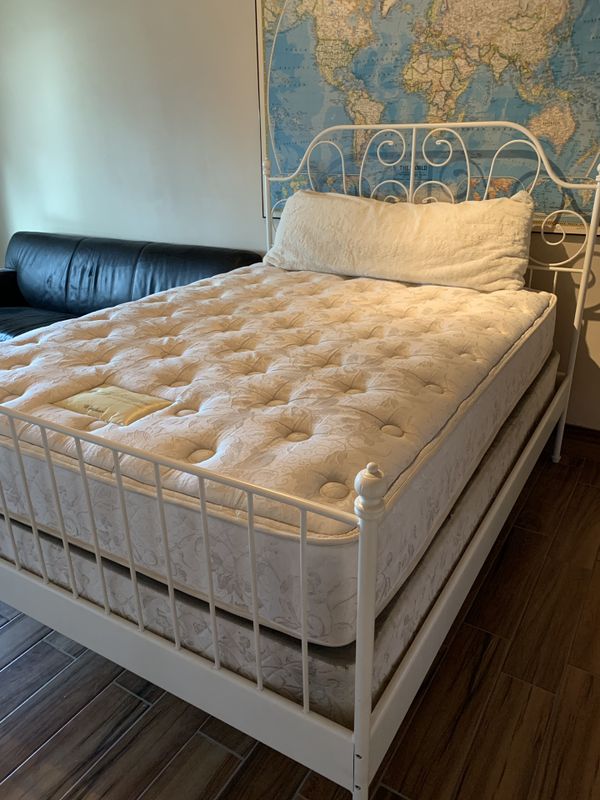 Ikea Queen Bed Leirvik Frame Mattress And Box Spring Included For Sale In Tucson Az Offerup