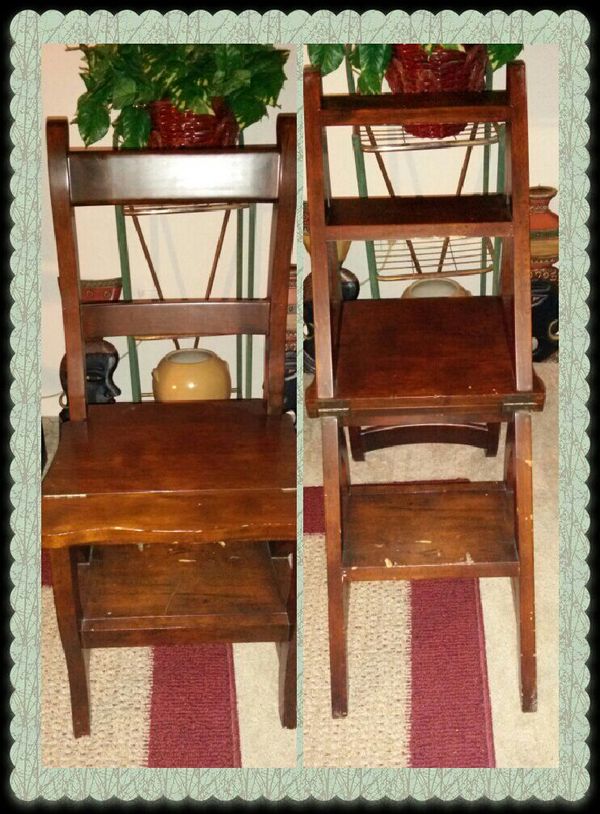 Step Ladder Chair Wooden Folding Solid Wood Ben Franklin Seat Library
