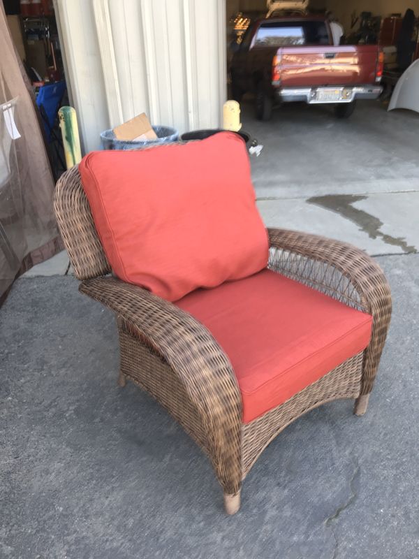 Hampton Bay Beacon Park Patio Stationary Lounge Chair and Ottoman Set