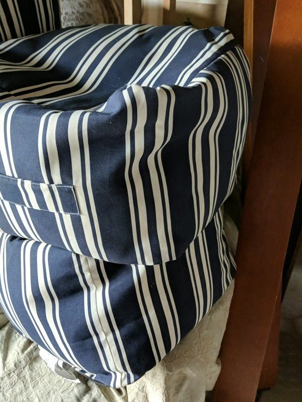 6 matching blue and white striped outdoor ottoman Hassocks10 each for