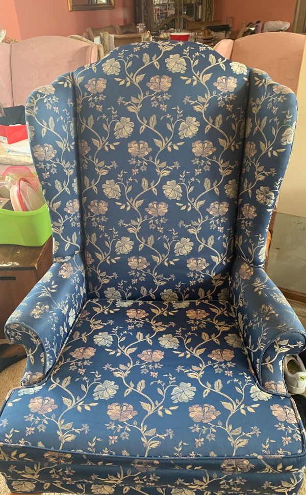 Blue floral detailed arm chair for Sale in Homewood, IL OfferUp