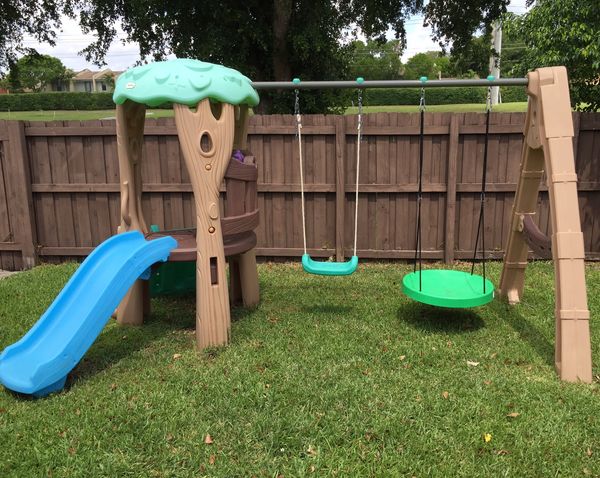 little tikes swing set playhouse