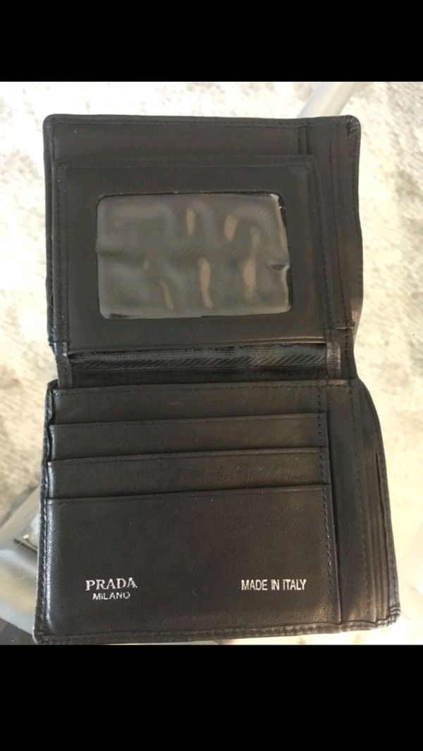 PRADA men's leather wallet Genuine PRADA Milano mens black leather